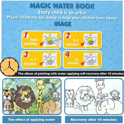 کتاب نقاشی جادویی حیوانات جنگل Magic Water Book